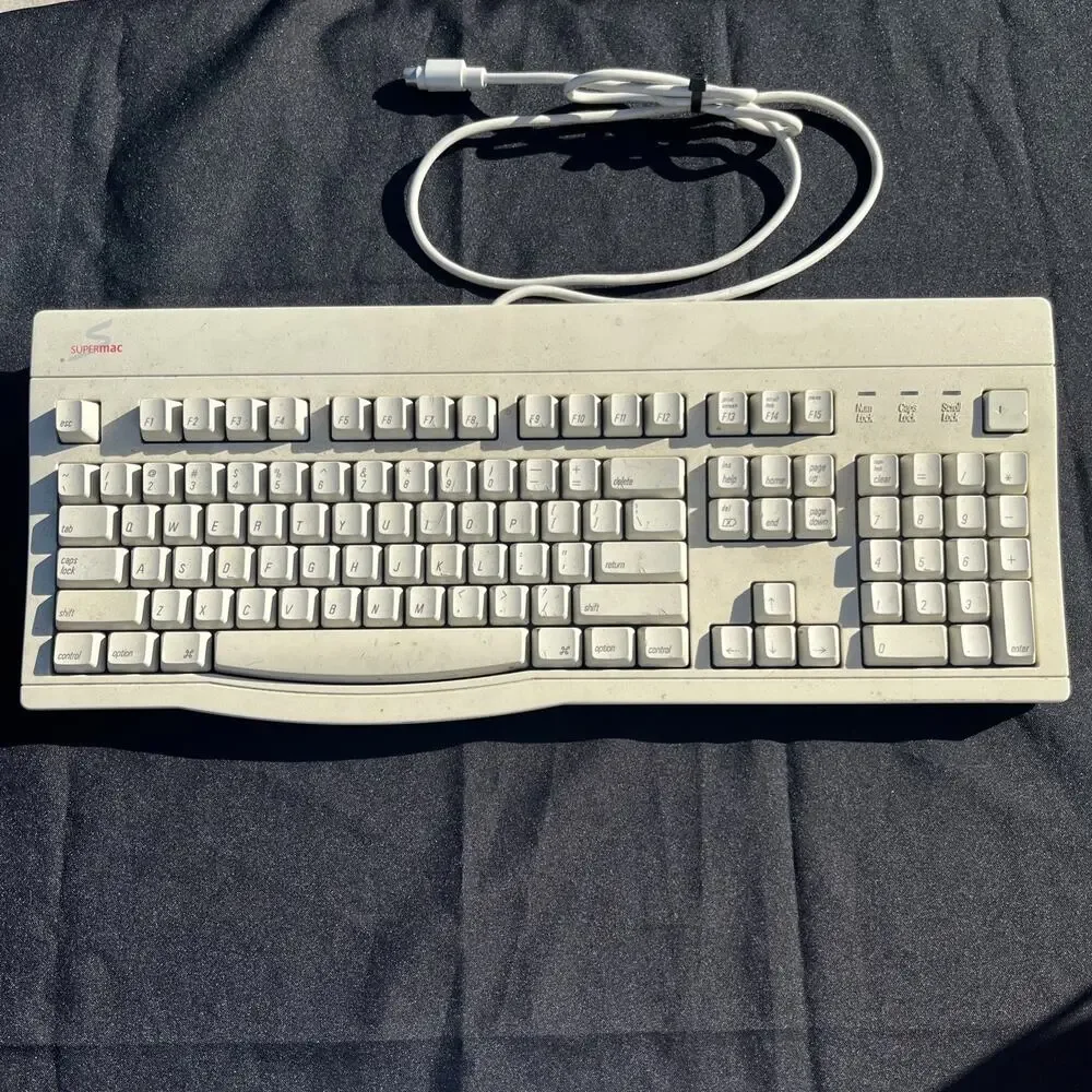 Vintage SuperMac ACK-310 Apple Macintosh ADB Keyboard Beige Made in Taiwan
